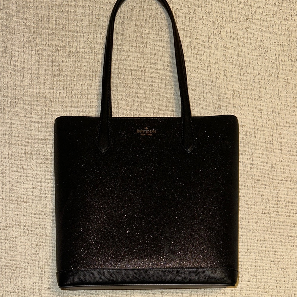 Kate Spade Glittering Black Tote with Matching Clutch